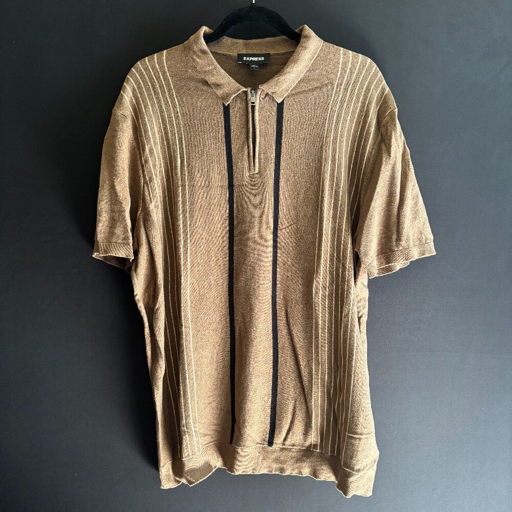 EXPRESS | Zip-Up Polo Shirt | Size: Large
